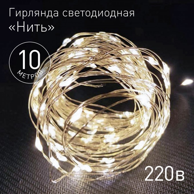 Гирлянда ЭРА ENIN -10NW LED Нить 10 м теплый свет 220V B0047964 Гирлянда ЭРА ENIN -10NW LED Нить 10 м теплый свет 220V B0047964