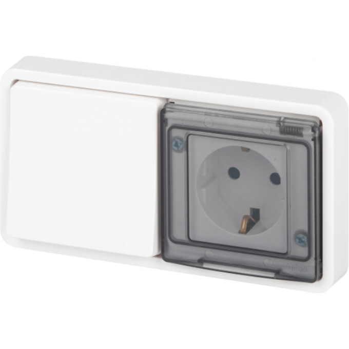 Блок розетка с выключателем ЭРА ЭКСПЕРТ 11-7521-01 IP55 16А (10AX)-250В СУ белый B0063261