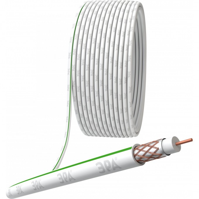 Кабель коаксиальный ЭРА SAT 703 B 75 Ом CU оплётка CU 75% PVC цвет белый бухта 100 м B0044612 Кабель коаксиальный ЭРА SAT 703 B 75 Ом CU оплётка CU 75% PVC цвет белый бухта 100 м B0044612