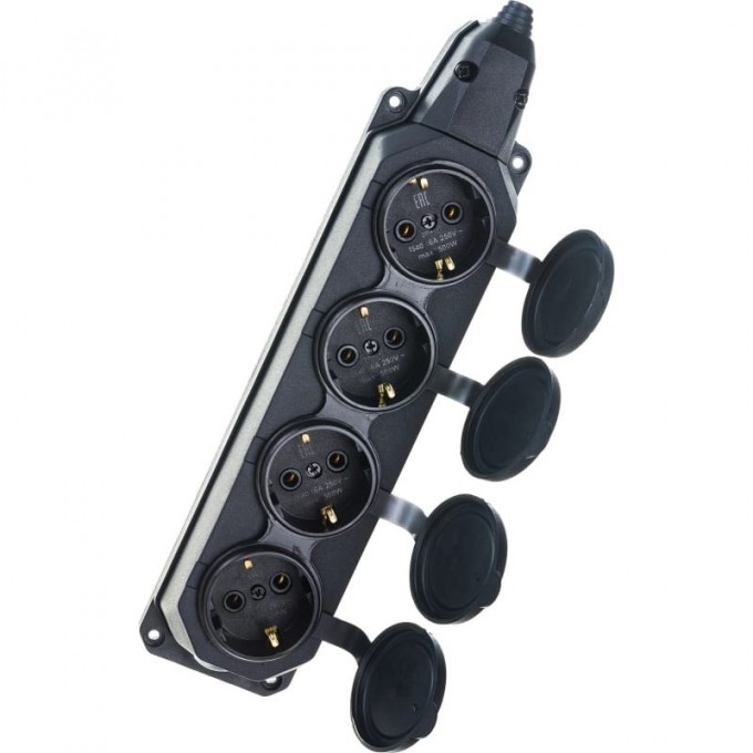 Колодка ЭРА K-4e-B-IP44 каучуковая с заземлением 4 розетки 16A IP44 черная B0044546 Колодка ЭРА K-4e-B-IP44 каучуковая с заземлением 4 розетки 16A IP44 черная B0044546
