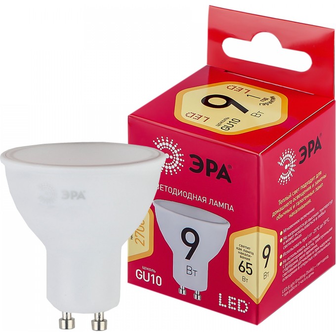 Лампа ЭРА RED LINE LED MR16-9W-827-GU10 R GU10 R 9Вт софит тепл. бел. свет Б0050691 B0050691 Лампа ЭРА RED LINE LED MR16-9W-827-GU10 R GU10 R 9Вт софит тепл. бел. свет Б0050691 B0050691