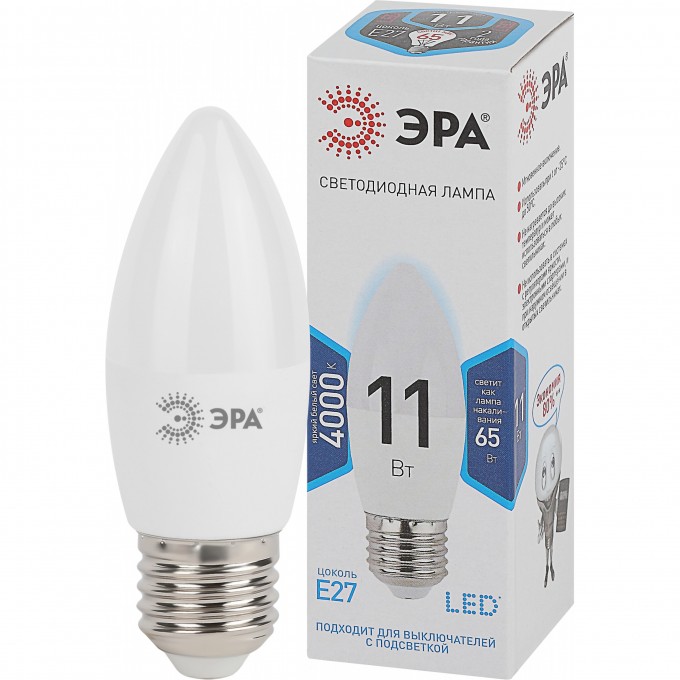 Лампа светодиодная ЭРА B35-11W-840-E27 свеча 880лм Б0032983 B0032983 Лампа светодиодная ЭРА B35-11W-840-E27 свеча 880лм Б0032983 B0032983
