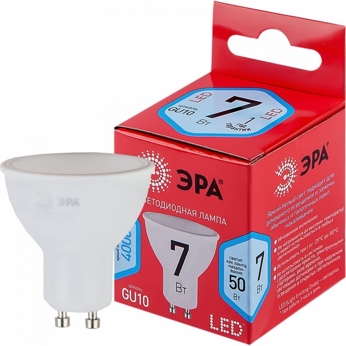 Лампа светодиодная ЭРА RED LINE LED MR16-7W-840-GU10 R 7Вт MR16 софит 4000К нейтр. бел. GU10 Б0049640 B0049640 Лампа светодиодная ЭРА RED LINE LED MR16-7W-840-GU10 R 7Вт MR16 софит 4000К нейтр. бел. GU10 Б0049640 B0049640