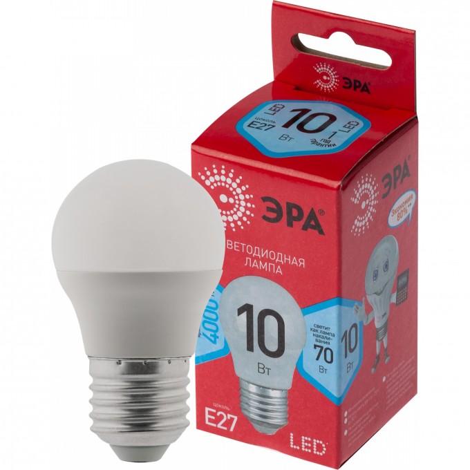 Лампа светодиодная ЭРА RED LINE LED P45-10W-840-E27 R 10Вт P45 шар 4000К нейтр. бел. E27 Б0050234 B0050234 Лампа светодиодная ЭРА RED LINE LED P45-10W-840-E27 R 10Вт P45 шар 4000К нейтр. бел. E27 Б0050234 B0050234