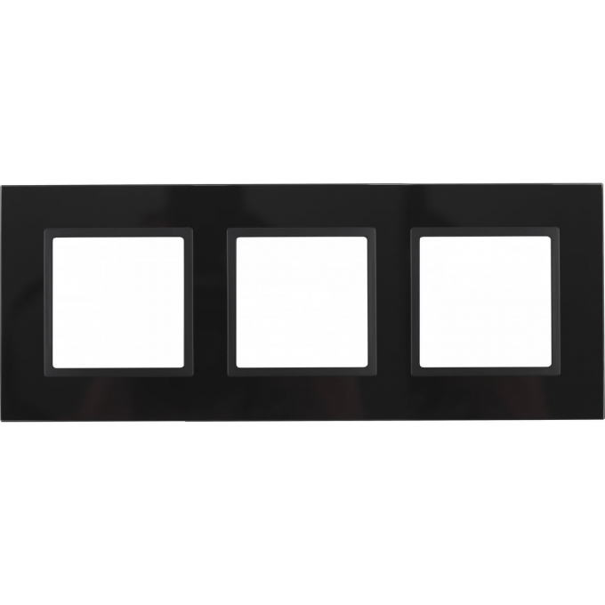 Рамка на 3 поста ЭРА ELEGANCE 14-5103-05 стекло чёрный+антрацит B0034510 Рамка на 3 поста ЭРА ELEGANCE 14-5103-05 стекло чёрный+антрацит B0034510