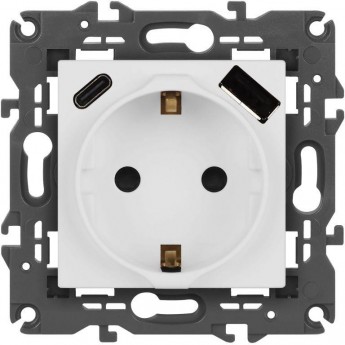 Розетка ЭРА ELEGANCE Б0067710 14-4108-01М 2P+E 16A-250В со шторками с USB type-A+C 5В-3А матовый белый Розетка ЭРА ELEGANCE Б0067710 14-4108-01М 2P+E 16A-250В со шторками с USB type-A+C 5В-3А матовый белый