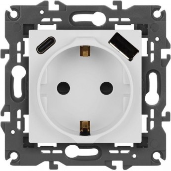 Розетка ЭРА ELEGANCE Б0067736 14-4108-01 2P+E 16A-250В со шторками с USB type-A+C 5В-3А белый Розетка ЭРА ELEGANCE Б0067736 14-4108-01 2P+E 16A-250В со шторками с USB type-A+C 5В-3А белый