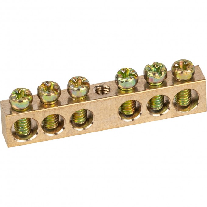 Шина ЭРА "земля-ноль" 6х9мм 6/1 с креплениями по центру латунь B0047227 Шина ЭРА "земля-ноль" 6х9мм 6/1 с креплениями по центру латунь B0047227