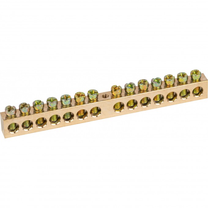 Шина ЭРА "земля-ноль" 8х12мм 14/1 крепеж по центру латунь B0047248 Шина ЭРА "земля-ноль" 8х12мм 14/1 крепеж по центру латунь B0047248