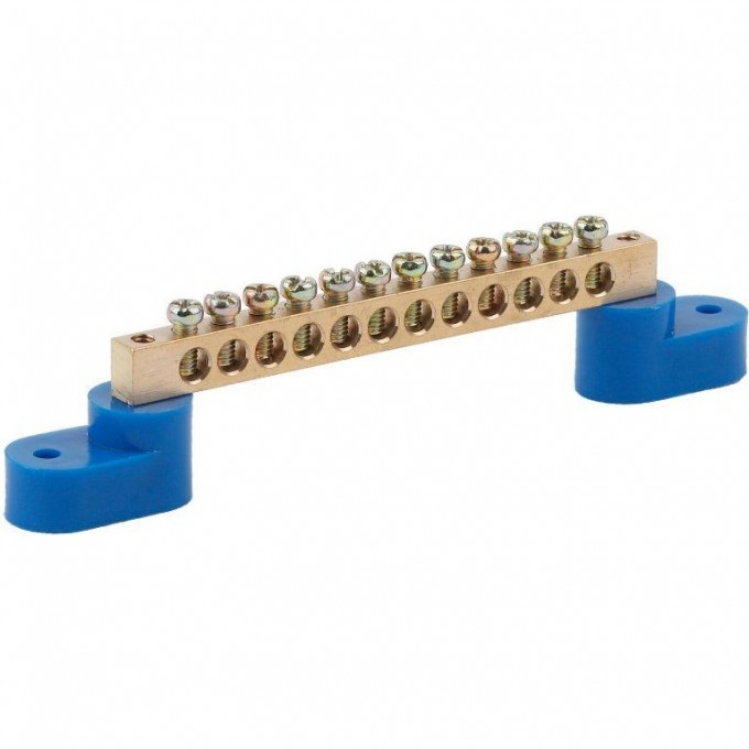 Шина N ноль на двух угловых изоляторах ЭРА NO-222-75 ШНИ-8х12-24-У2-Синий B0033448-1 Шина N ноль на двух угловых изоляторах ЭРА NO-222-75 ШНИ-8х12-24-У2-Синий B0033448-1