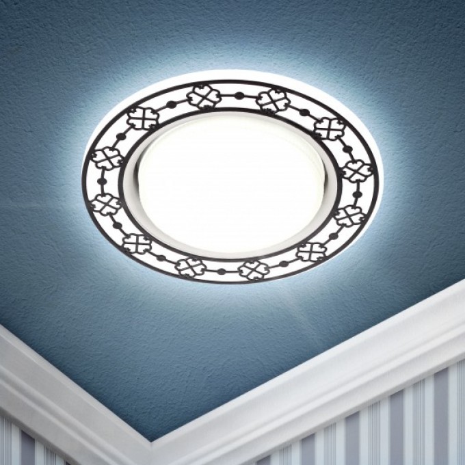 Светильник ЭРА DK LD28 WH/WH декор cо светодиодной подсветкой GX53 белый/белый B0037391 Светильник ЭРА DK LD28 WH/WH декор cо светодиодной подсветкой GX53 белый/белый B0037391