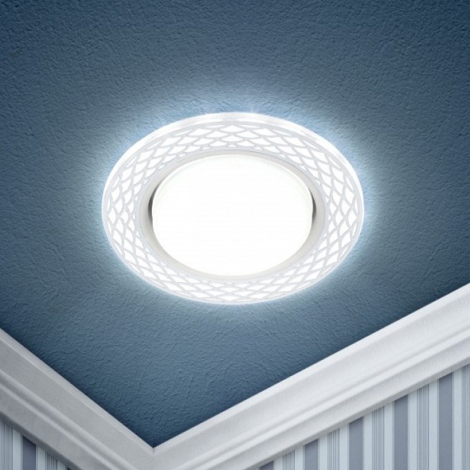 Светильник ЭРА DK LD37 WH/WH декор cо светодиодной подсветкой GX53 белый/белый B0037384 Светильник ЭРА DK LD37 WH/WH декор cо светодиодной подсветкой GX53 белый/белый B0037384