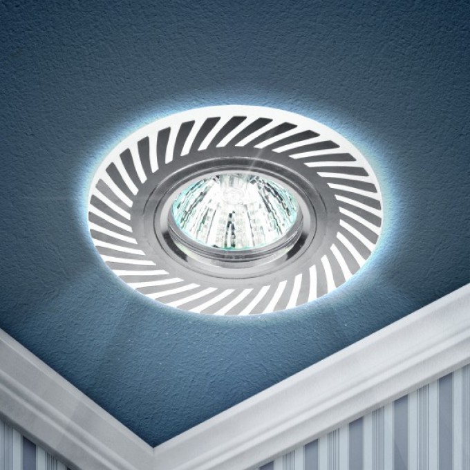 Светильник ЭРА DK LD39 WH/CH /1 декор cо светодиодной подсветкой MR16 белый/хром B0048935 Светильник ЭРА DK LD39 WH/CH /1 декор cо светодиодной подсветкой MR16 белый/хром B0048935