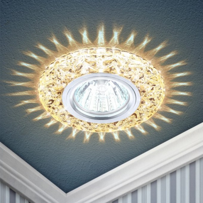 Светильник ЭРА DK LD4 CHP/WH декор cо светодиодной подсветкой MR16 шампань B0028122 Светильник ЭРА DK LD4 CHP/WH декор cо светодиодной подсветкой MR16 шампань B0028122