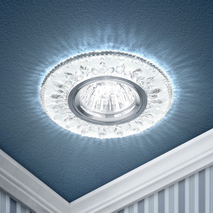 Светильник ЭРА DK LD9 SL/WH декор cо светодиодной подсветкой MR16 прозрачный B0028080 Светильник ЭРА DK LD9 SL/WH декор cо светодиодной подсветкой MR16 прозрачный B0028080