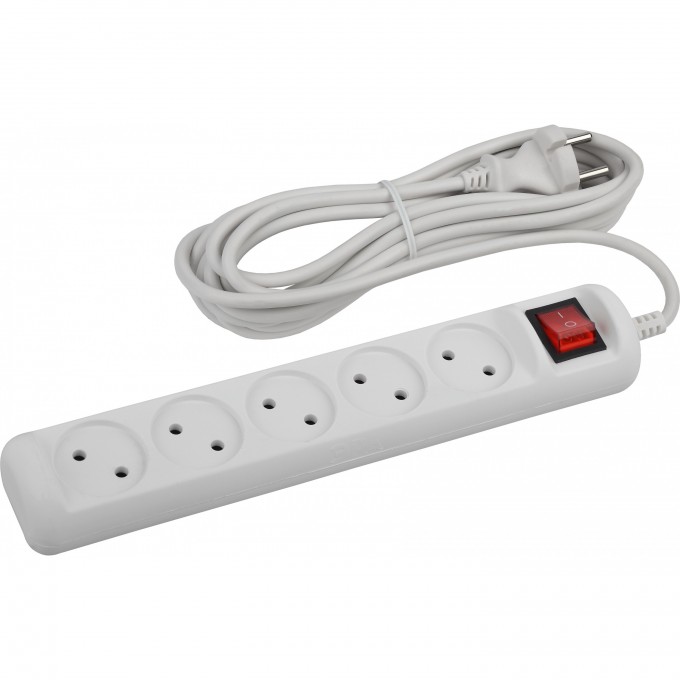 Удлинитель электрический ЭРА U-5s-3m-2x1 без заземления c выключателем 5 розеток 3м ПВС 2x1мм2 10А B0044056 Удлинитель электрический ЭРА U-5s-3m-2x1 без заземления c выключателем 5 розеток 3м ПВС 2x1мм2 10А B0044056