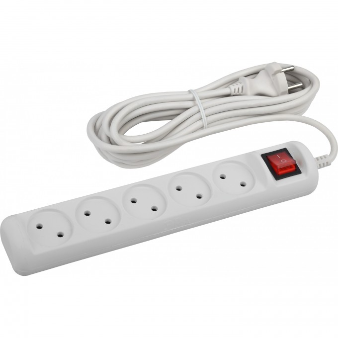 Удлинитель электрический ЭРА U-5s-5m-2x1 без заземления c выключателем 5 розеток 5м ПВС 2x1мм2 10А B0044057 Удлинитель электрический ЭРА U-5s-5m-2x1 без заземления c выключателем 5 розеток 5м ПВС 2x1мм2 10А B0044057