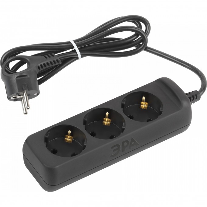 Удлинитель электрический ЭРА UX-3e-1,5m-B с заземлением 3 розетки 1,5 м ПВС 3x0,75мм2 10А черный B0057721 Удлинитель электрический ЭРА UX-3e-1,5m-B с заземлением 3 розетки 1,5 м ПВС 3x0,75мм2 10А черный B0057721