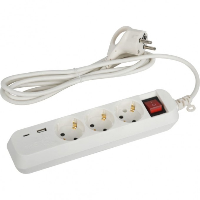 Удлинитель ЭРА Б0052897 3х1.5м с заземлением10А +1xUSBA+1xUSBC с выключателем UB-3es-1.5m-USB B0052897 Удлинитель ЭРА Б0052897 3х1.5м с заземлением10А +1xUSBA+1xUSBC с выключателем UB-3es-1.5m-USB B0052897