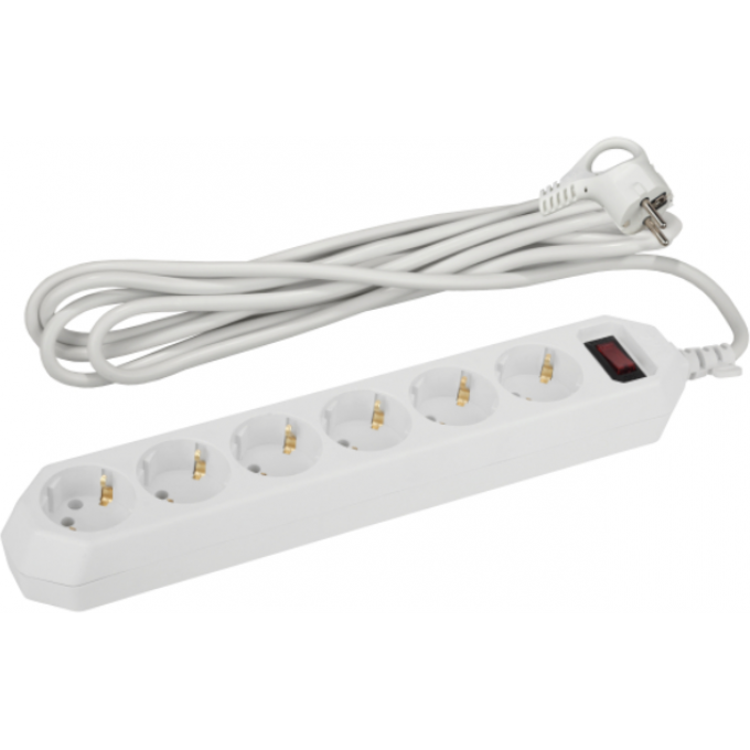 Удлинитель с сетевым фильтром ЭРА Б0037264 6х5м с заземлением 10А IP20 USF-6es-5m-W белый B0037264 Удлинитель с сетевым фильтром ЭРА Б0037264 6х5м с заземлением 10А IP20 USF-6es-5m-W белый B0037264