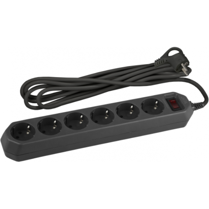 Удлинитель с сетевым фильтром ЭРА Б0037265 6х5м с заземлением 10А IP20 USF-6es-5m-B черный B0037265