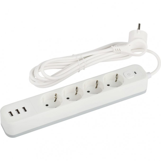 Удлинитель с сетевым фильтром ЭРА Б0059567 4х1.5м с заземлем 10А USF-4es-1.5m-3xUSBA-W +3xUSBA 3.1A с выключателем с базовой защитой B0059567 Удлинитель с сетевым фильтром ЭРА Б0059567 4х1.5м с заземлем 10А USF-4es-1.5m-3xUSBA-W +3xUSBA 3.1A с выключателем с базовой защитой B0059567