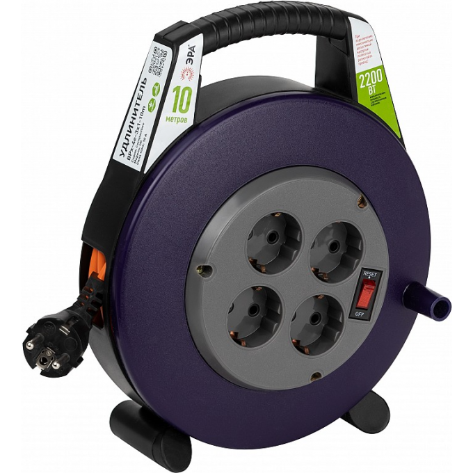 Удлинитель силовой ЭРА BPx-4e-3x1-10m в закрытом корпусе с заземлением с выключателем 4 розетки 10м ПВС 3x1мм2 10А B0052927 Удлинитель силовой ЭРА BPx-4e-3x1-10m в закрытом корпусе с заземлением с выключателем 4 розетки 10м ПВС 3x1мм2 10А B0052927