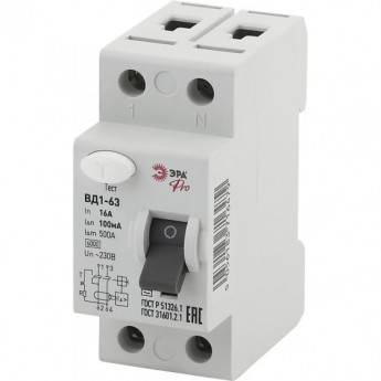 УЗО ЭРА PRO NO-902-72 ВД1-63 2P 16А 100мА УЗО ЭРА PRO NO-902-72 ВД1-63 2P 16А 100мА