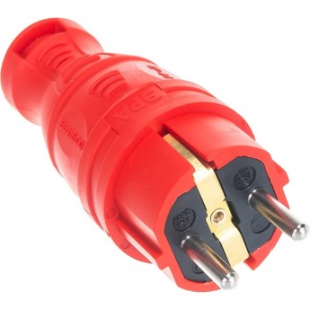 Вилка ЭРА V8-RED-IP44 каучуковая с заземлением прямая 16A IP44 красная Вилка ЭРА V8-RED-IP44 каучуковая с заземлением прямая 16A IP44 красная