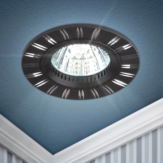 Встраиваемый светильник алюминиевый ЭРА KL33 AL/BK/1 MR16/GU5.3 точечный черный/хром B0049557 Встраиваемый светильник алюминиевый ЭРА KL33 AL/BK/1 MR16/GU5.3 точечный черный/хром B0049557