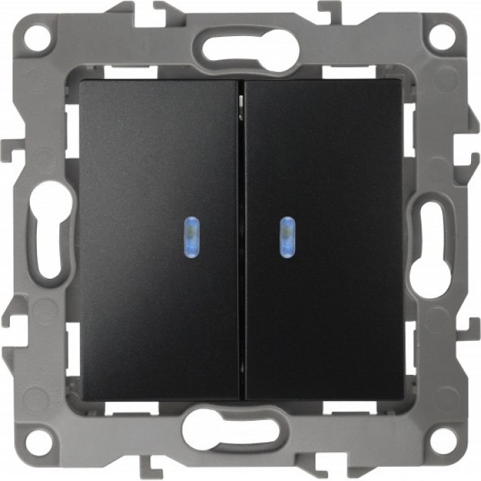 Выключатель ЭРА 12-1105-05 двойной с подсветкой 10АХ-250В IP20 антрацит B0014661 Выключатель ЭРА 12-1105-05 двойной с подсветкой 10АХ-250В IP20 антрацит B0014661