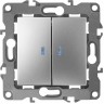 Выключатель ЭРА 12 двойной с подсветкой 10АХ-250В IP20 алюминий B0014659 Выключатель ЭРА 12 двойной с подсветкой 10АХ-250В IP20 алюминий B0014659