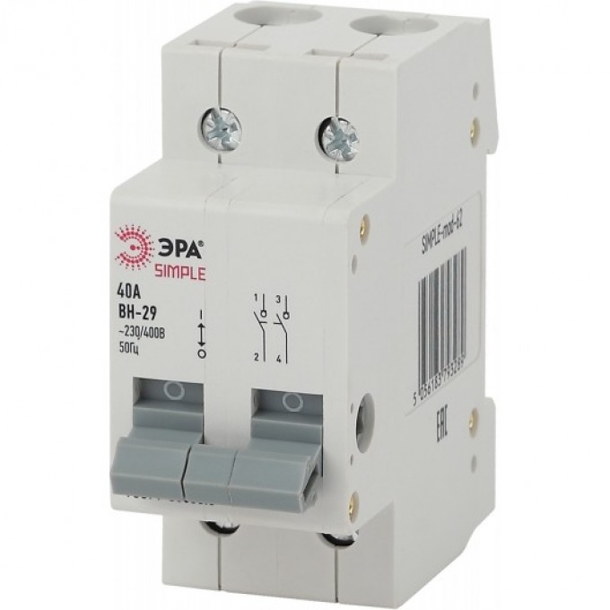 Выключатель нагрузки ЭРА SIMPLE-MOD-61 SIMPLE 2P 40А ВН-29 B0039251 Выключатель нагрузки ЭРА SIMPLE-MOD-61 SIMPLE 2P 40А ВН-29 B0039251