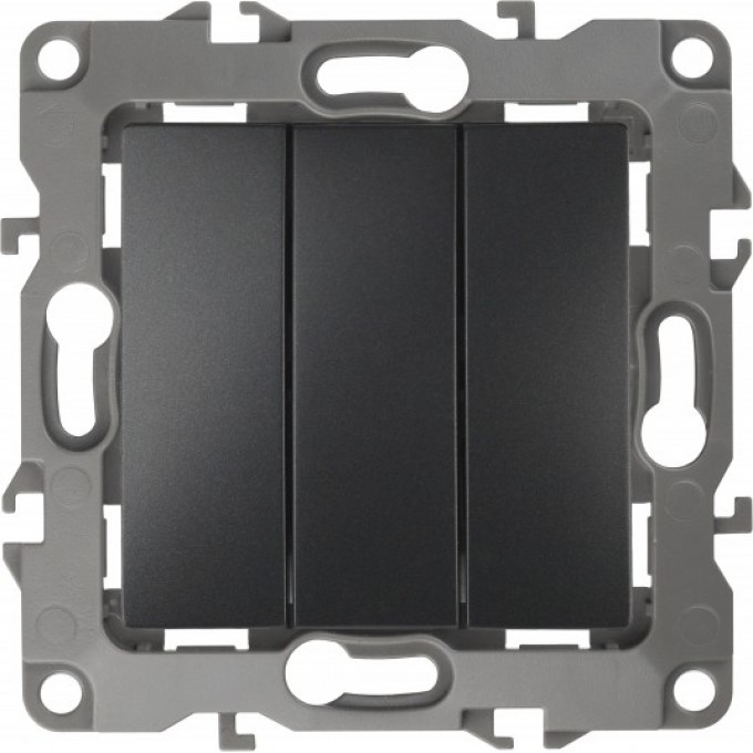 Выключатель тройной ЭРА 12-1107-05 10АХ-250В IP20 антрацит B0014673 Выключатель тройной ЭРА 12-1107-05 10АХ-250В IP20 антрацит B0014673