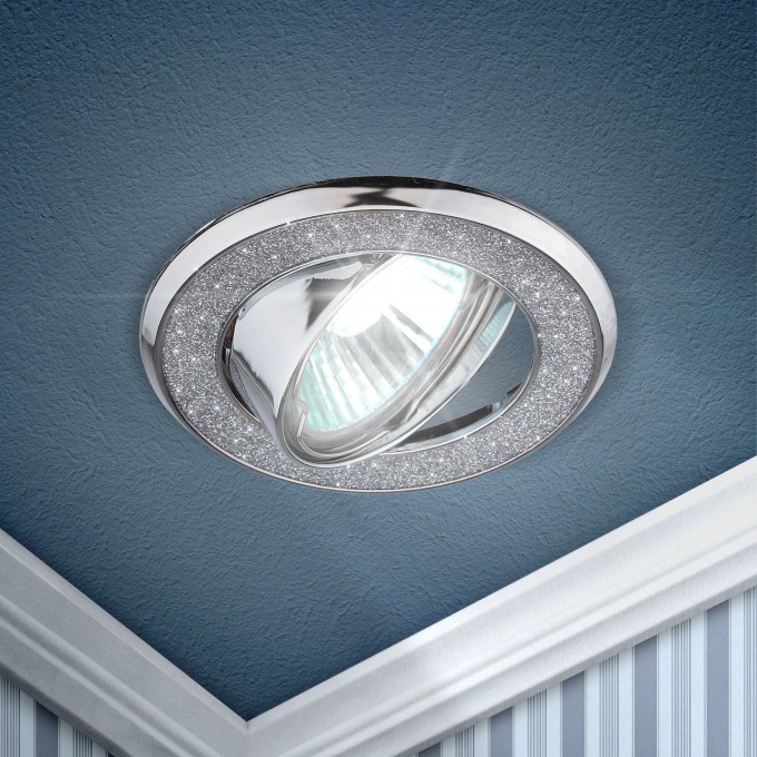 Светильник ЭРА DK18 CH/SH SL декор круглый со стеклянной крошкой MR16 12V/220V 50W хром/серебря C0043759 Светильник ЭРА DK18 CH/SH SL декор круглый со стеклянной крошкой MR16 12V/220V 50W хром/серебря C0043759