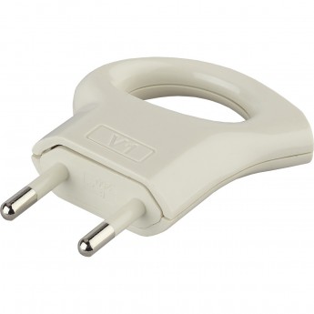 Вилка ЭРА V1 без заземления 6A с кольцом непрямой ввод белая Вилка ЭРА V1 без заземления 6A с кольцом непрямой ввод белая